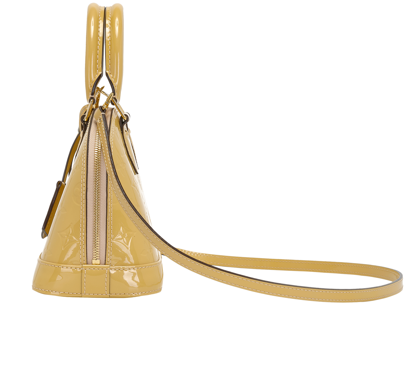 Alma BB, &pound;1,100, Handbags, Yellow, Patent Leather, Bottom view